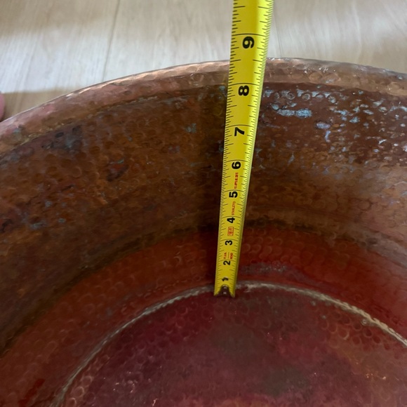 Handmade Round Copper Pedicure Bowl 20" with Removable Copper Footrest - Picture 2 of 5